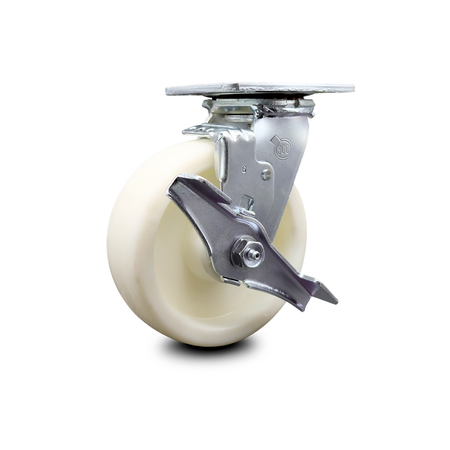 SERVICE CASTER 6 Inch Nylon Swivel Caster with Ball Bearing and Brake SCC-30CS620-NYB-TLB